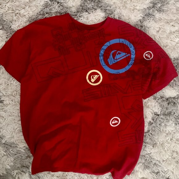 Vintage Y2K Quiksilver Men’s XL Red Big Print logo Skating Surfing Biking - Picture 1 of 6